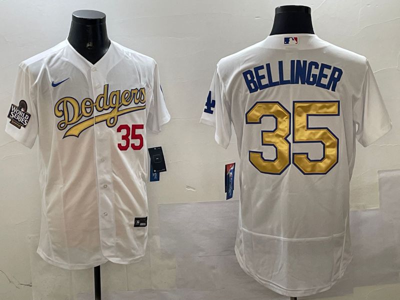Men Los Angeles Dodgers #35 Bellinger White Elite 2025 Nike MLB Jersey style 5->los angeles dodgers->MLB Jersey
